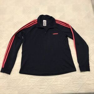 Women's‎ adidas dark blue w/ pink stripes track jacket Large